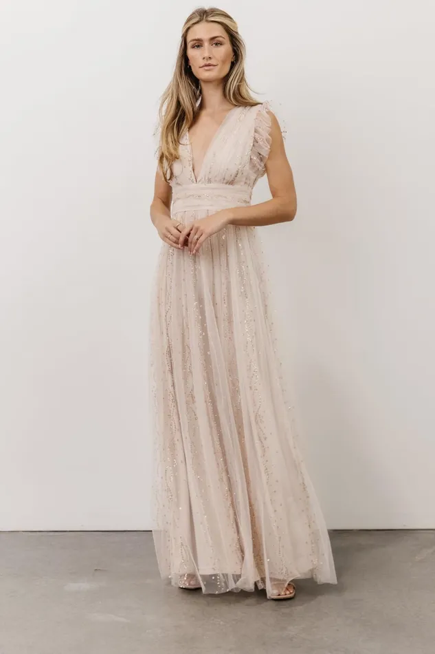 Women Embellished Sequin Baltic Born Annika Sequin Mesh Maxi Dress Nude Blush Women Embellished Sequin Baltic Born Annika Sequin Mesh Maxi Dress Nude Blush