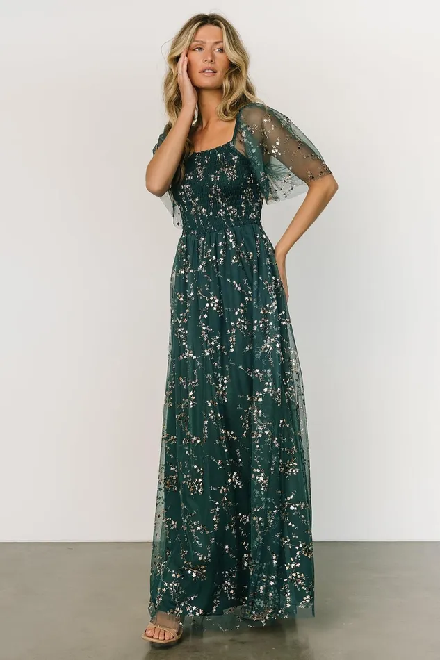 Women Embellished Sequin Baltic Born Cassandra Tulle Maxi Dress Green Gold Women Embellished Sequin Baltic Born Cassandra Tulle Maxi Dress Green Gold