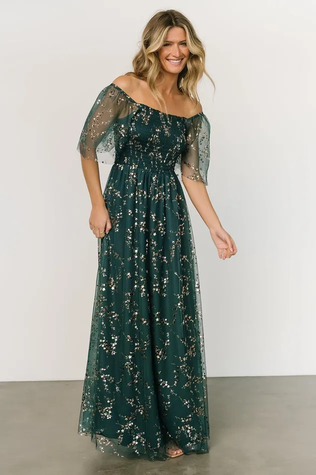Women Embellished Sequin Baltic Born Cassandra Tulle Maxi Dress Green Gold Women Embellished Sequin Baltic Born Cassandra Tulle Maxi Dress Green Gold