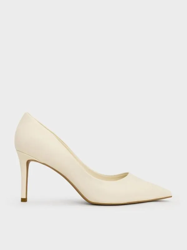 Women Emmy PointedToe Stiletto Pumps 8211 Chalk CHARLES and KEITH Heels