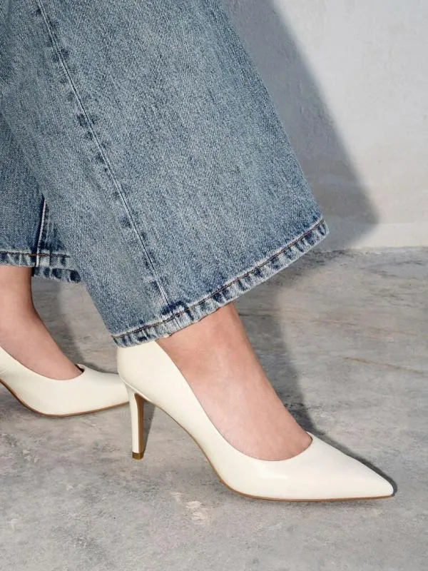 Women Emmy PointedToe Stiletto Pumps 8211 Chalk CHARLES and KEITH Heels