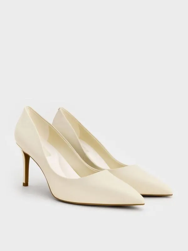 Women Emmy PointedToe Stiletto Pumps 8211 Chalk CHARLES and KEITH Heels