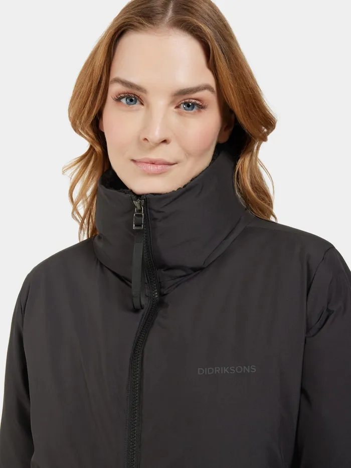 Women Fabiola Parka Black Didriksons Autumn Jackets