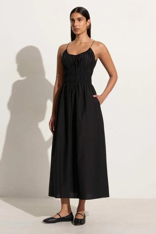 Women Faithfull The Brand Dresses Carinna Midi Dress Black 8211 Faithfull The Brand