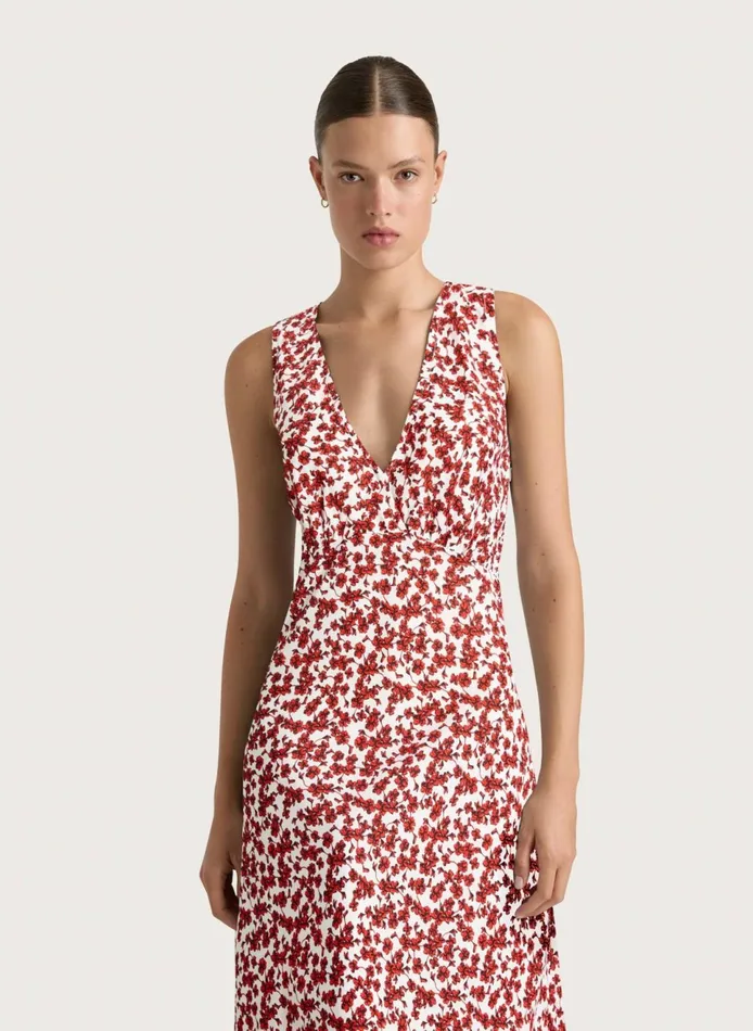 Women Faithfull The Brand Dresses Jardin Midi Dress Leilani Red