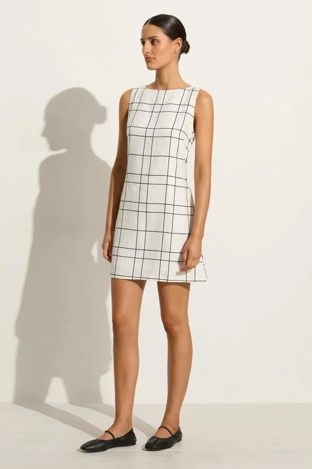 Women Faithfull The Brand Dresses Lui Mini Dress Letizia Check White 8211 Faithfull The Brand