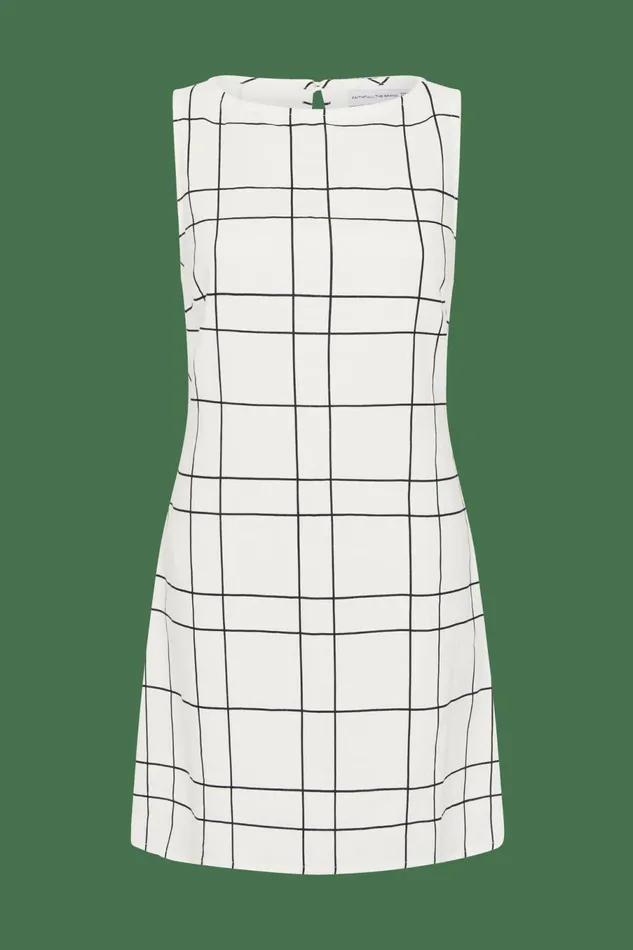 Women Faithfull The Brand Dresses Lui Mini Dress Letizia Check White 8211 Faithfull The Brand