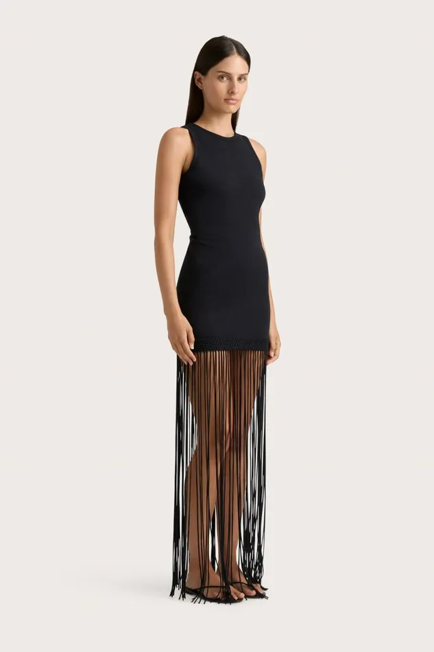 Women Faithfull The Brand Dresses Maceio Fringed Dress Black