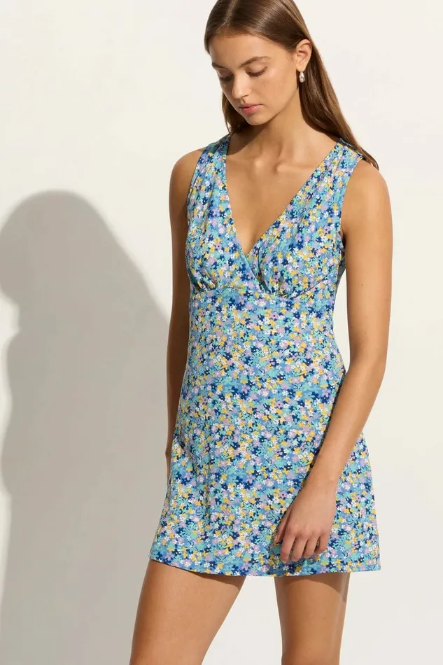 Women Faithfull The Brand Dresses Nadja Mini Dress Cala Nica Floral Blue 8211 Faithfull The Brand
