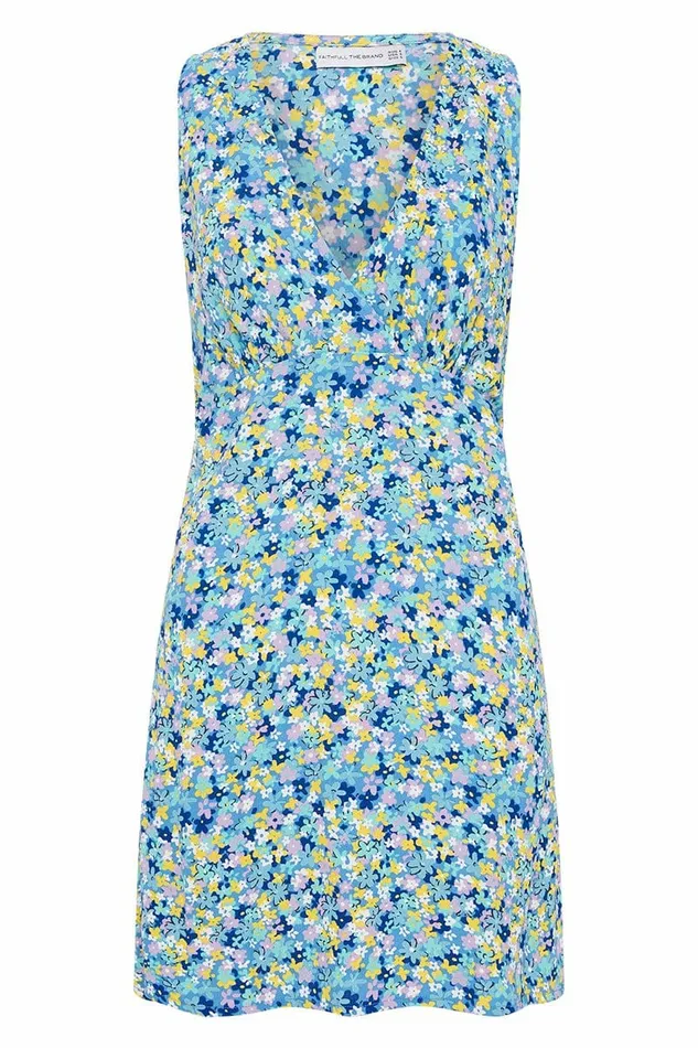 Women Faithfull The Brand Dresses Nadja Mini Dress Cala Nica Floral Blue 8211 Faithfull The Brand