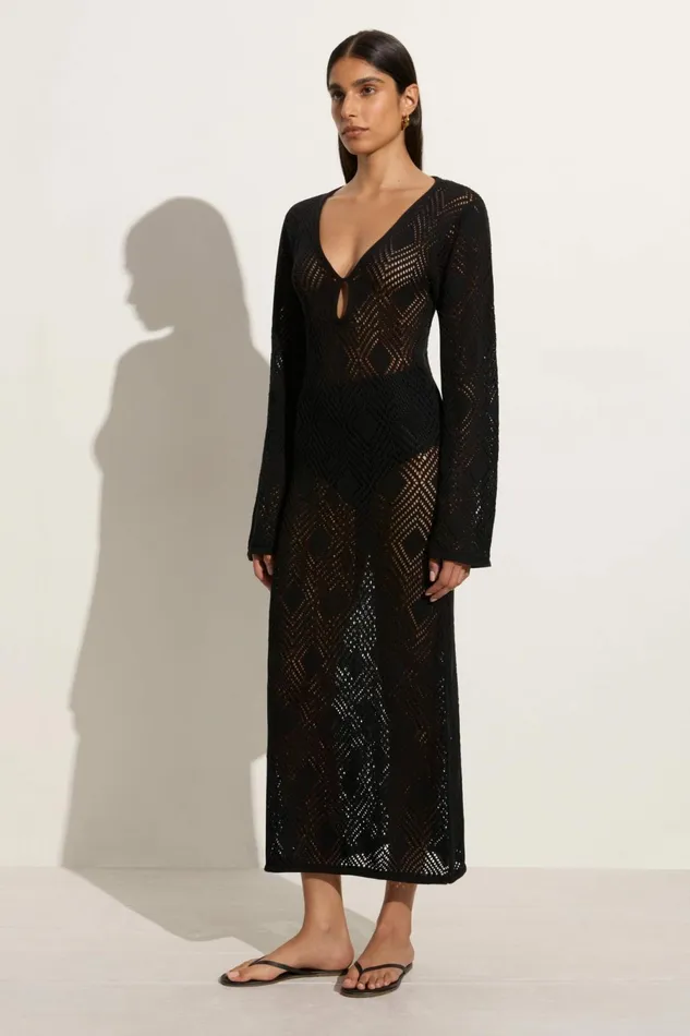 Women Faithfull The Brand Dresses Serena Pointelle Knit Dress Black 8211 Faithfull The Brand Women Faithfull The Brand Dresses Serena Pointelle Knit Dress Black 8211 Faithfull The Brand