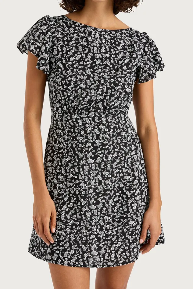 Women Faithfull The Brand Dresses Valras Mini Dress Amaryllis Floral Black