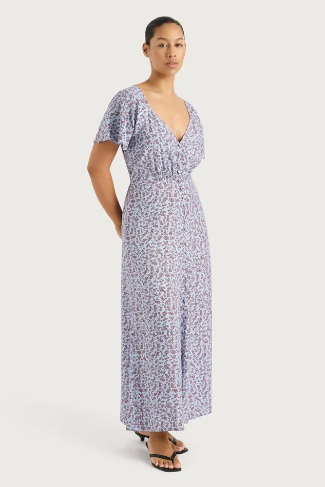 Women Faithfull The Brand Midi Dresses Aurelia Midi Dress Amaryllis Floral Blue