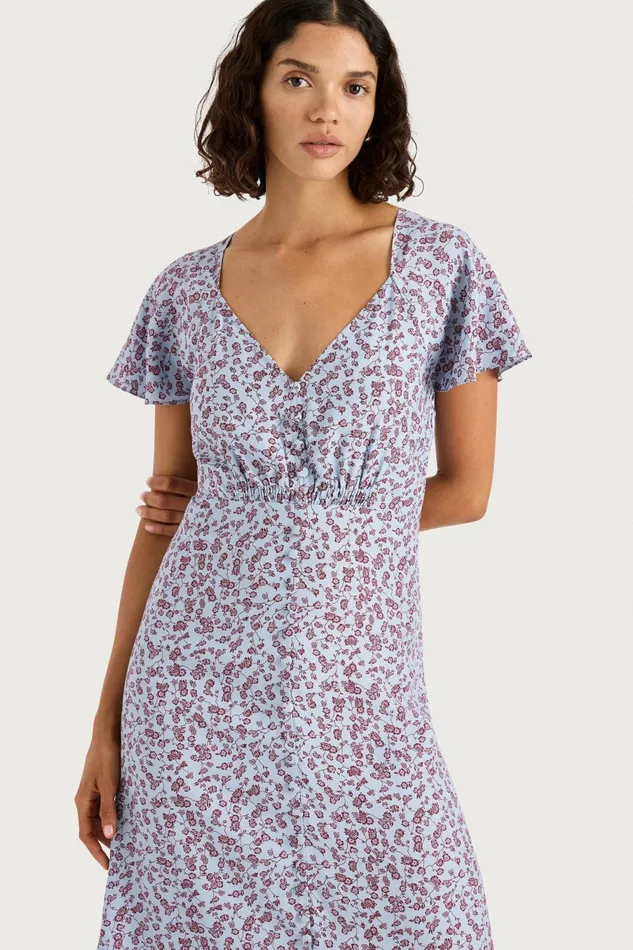 Women Faithfull The Brand Midi Dresses Aurelia Midi Dress Amaryllis Floral Blue