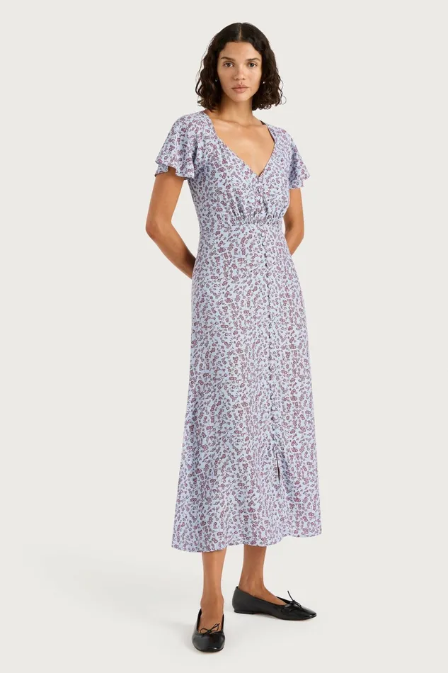 Women Faithfull The Brand Midi Dresses Aurelia Midi Dress Amaryllis Floral Blue