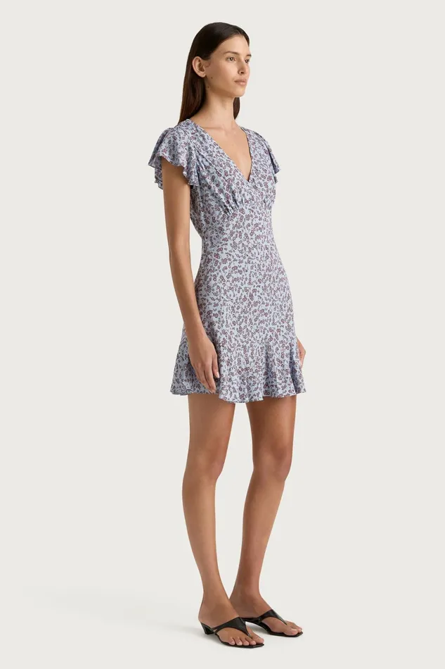 Women Faithfull The Brand Mini Dresses Alba Mini Dress Amaryllis Floral Blue