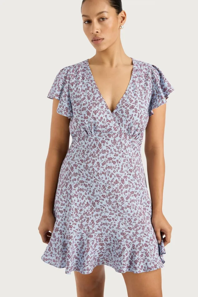 Women Faithfull The Brand Mini Dresses Alba Mini Dress Amaryllis Floral Blue