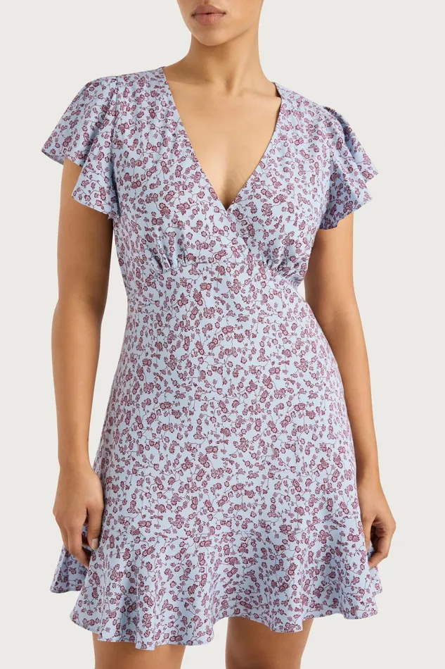 Women Faithfull The Brand Mini Dresses Alba Mini Dress Amaryllis Floral Blue