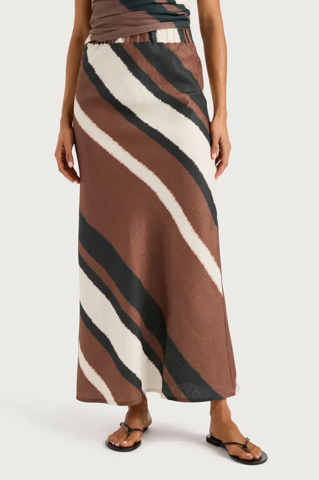 Women Faithfull The Brand Skirts and Shorts Dalicenca Skirt Futura Stripe Chocolate Women Faithfull The Brand Skirts and Shorts Dalicenca Skirt Futura Stripe Chocolate