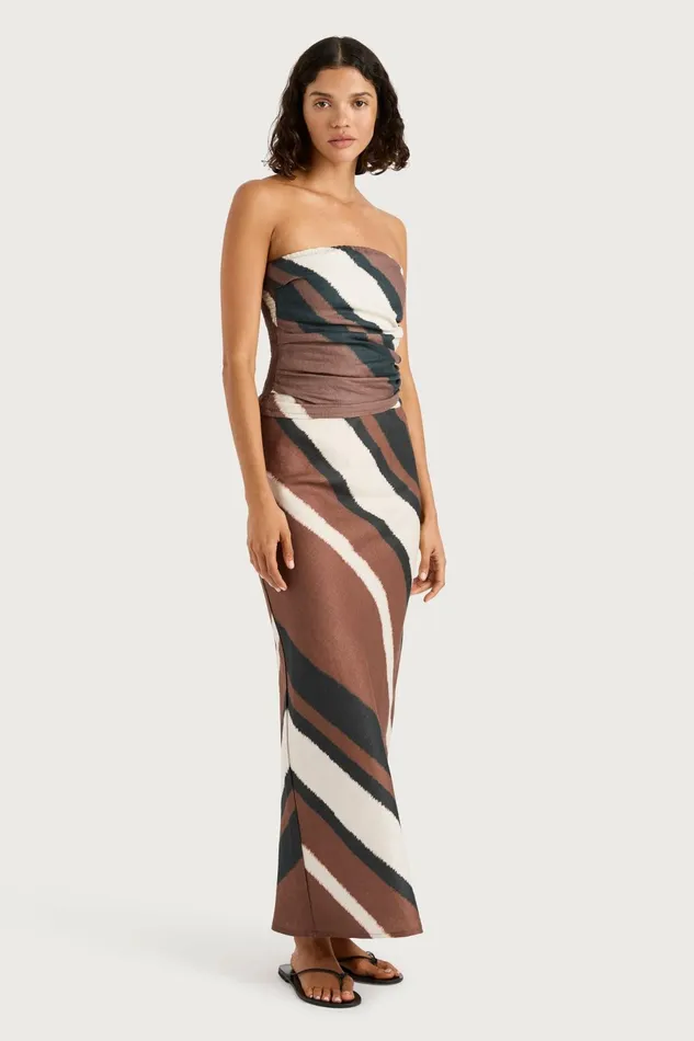 Women Faithfull The Brand Skirts and Shorts Dalicenca Skirt Futura Stripe Chocolate