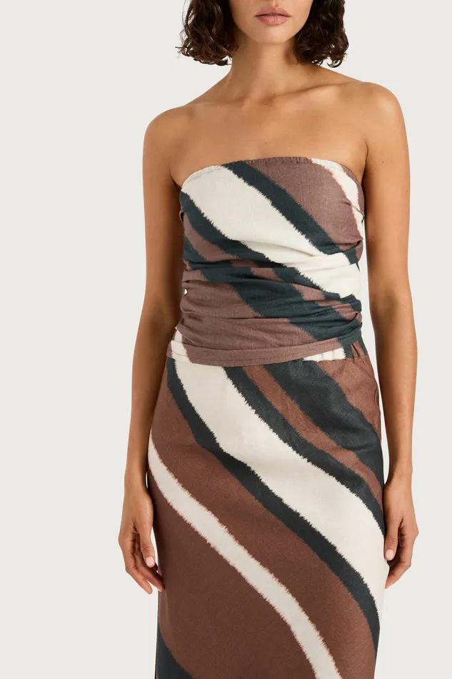 Women Faithfull The Brand Skirts and Shorts Dalicenca Skirt Futura Stripe Chocolate