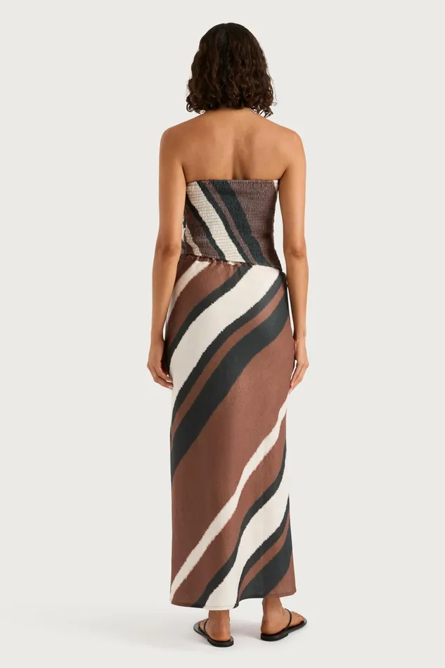 Women Faithfull The Brand Skirts and Shorts Dalicenca Skirt Futura Stripe Chocolate