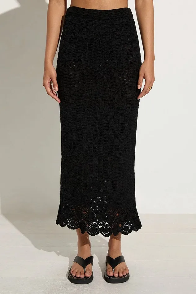 Women Faithfull The Brand Skirts and Shorts Lula Handmade Crochet Skirt Black 8211 Faithfull The Brand