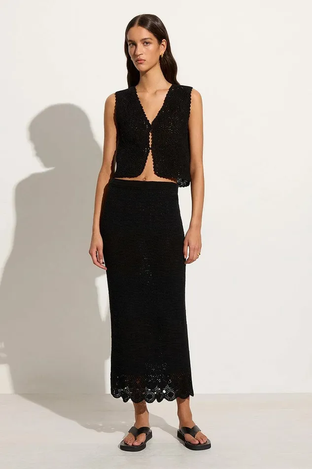 Women Faithfull The Brand Skirts and Shorts Lula Handmade Crochet Skirt Black 8211 Faithfull The Brand
