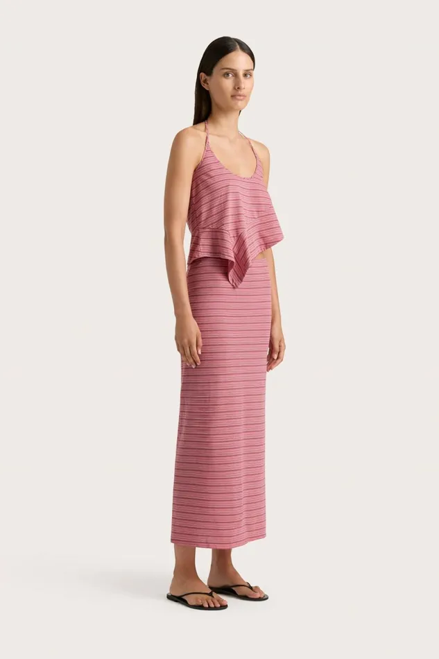 Women Faithfull The Brand Skirts and Shorts Maceio Midi Skirt Vermillion Stripe Women Faithfull The Brand Skirts and Shorts Maceio Midi Skirt Vermillion Stripe