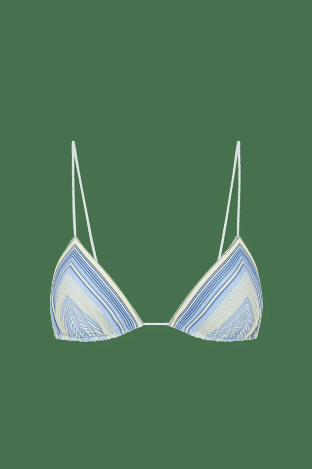 Women Faithfull The Brand Swim Elea Bikini Top Futura Stripe Sky Blue