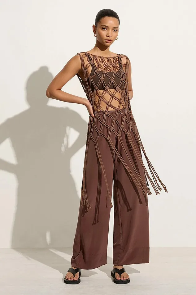 Women Faithfull The Brand Tops Amlia Macrame Tunic Mocha 8211 Faithfull The Brand