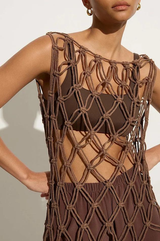 Women Faithfull The Brand Tops Amlia Macrame Tunic Mocha 8211 Faithfull The Brand