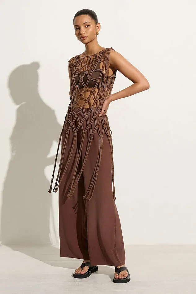 Women Faithfull The Brand Tops Amlia Macrame Tunic Mocha 8211 Faithfull The Brand