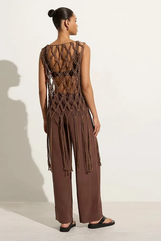 Women Faithfull The Brand Tops Amlia Macrame Tunic Mocha 8211 Faithfull The Brand