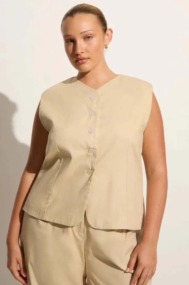 Women Faithfull The Brand Tops Delfina Vest Bleached Sand 8211 Faithfull The Brand