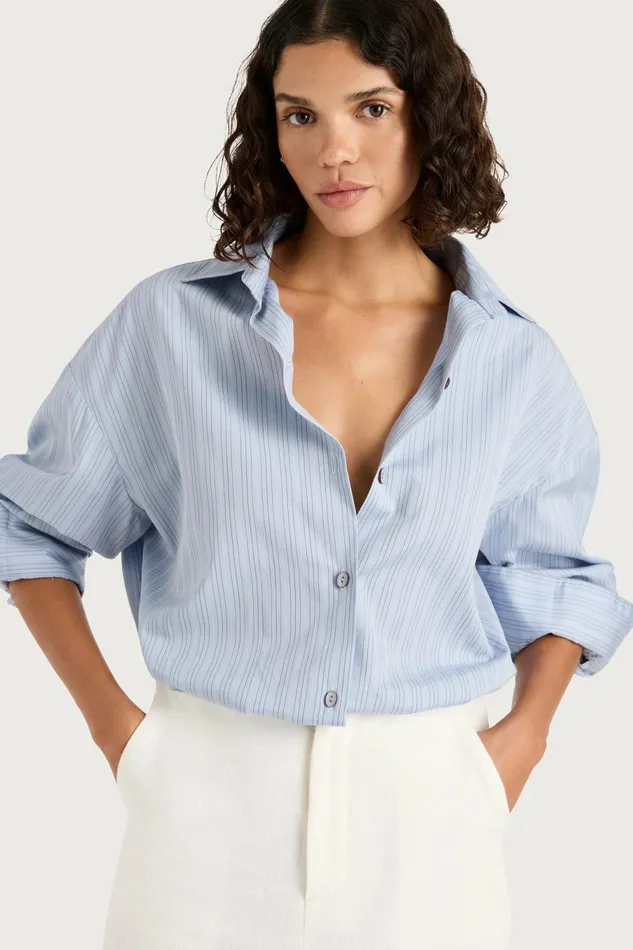 Women Faithfull The Brand Tops Freja Shirt Blue Pinstripe
