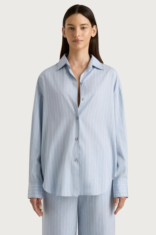 Women Faithfull The Brand Tops Freja Shirt Blue Pinstripe