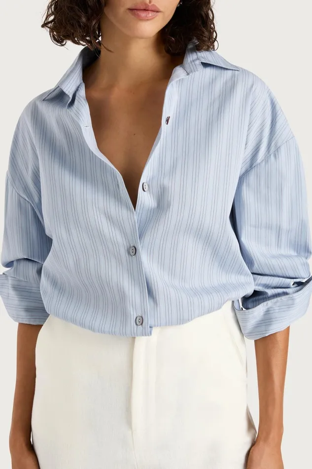Women Faithfull The Brand Tops Freja Shirt Blue Pinstripe