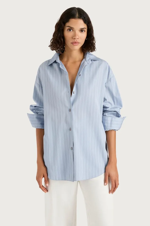 Women Faithfull The Brand Tops Freja Shirt Blue Pinstripe