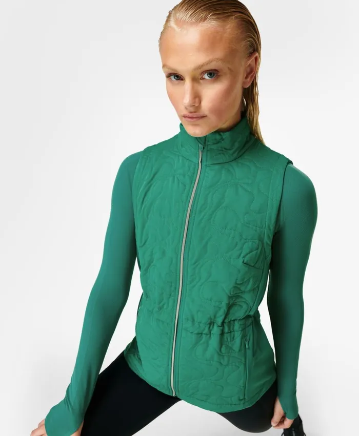 Women Fast Track Thermal Gilet Wave Green Sweaty Betty Coats and Jackets