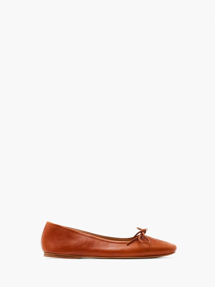 Women Flats JW Anderson ROUNDTOE LEATHER BALLERINAS Tan