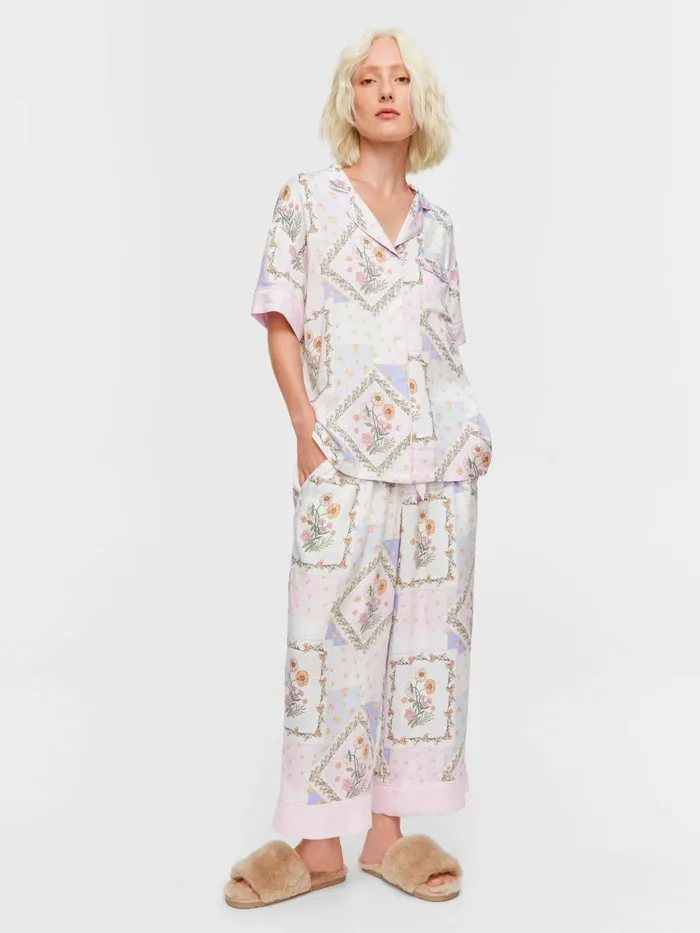 Women Floral Scarf Short Sleeve and 34 Pant Pj Set Multi Peter Alexander Sets and Onesies Women Floral Scarf Short Sleeve and 34 Pant Pj Set Multi Peter Alexander Sets and Onesies