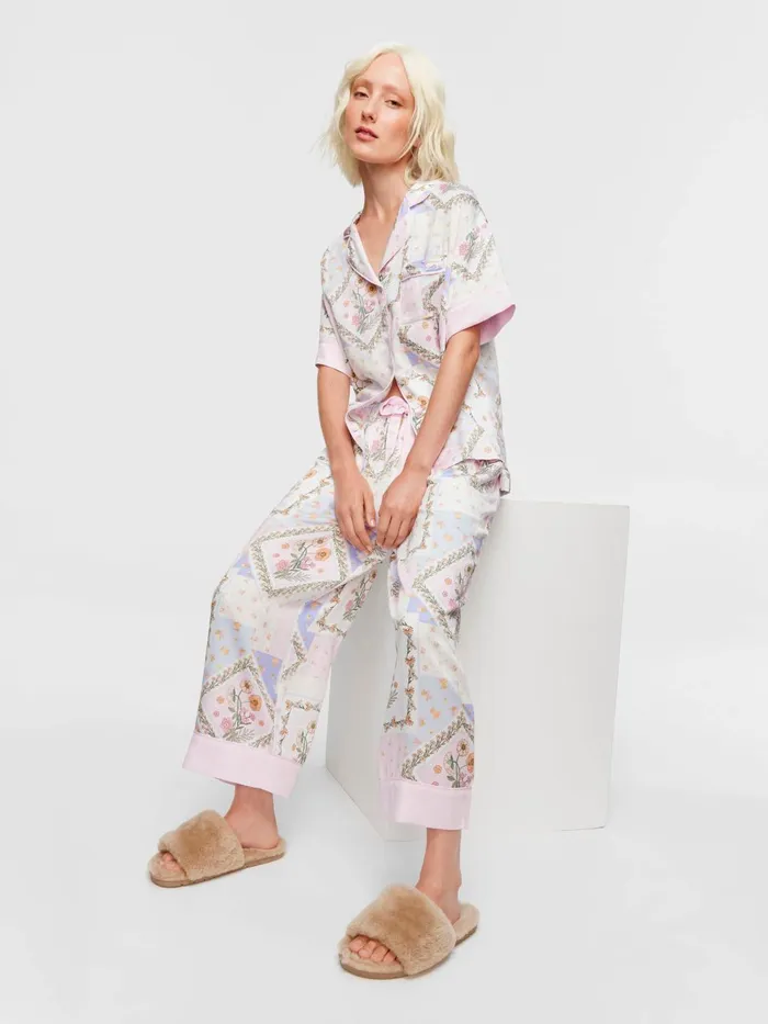 Women Floral Scarf Short Sleeve and 34 Pant Pj Set Multi Peter Alexander Sets and Onesies