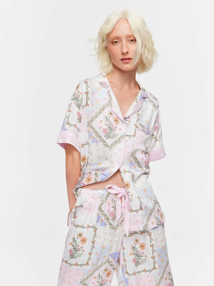 Women Floral Scarf Short Sleeve and 34 Pant Pj Set Multi Peter Alexander Sets and Onesies