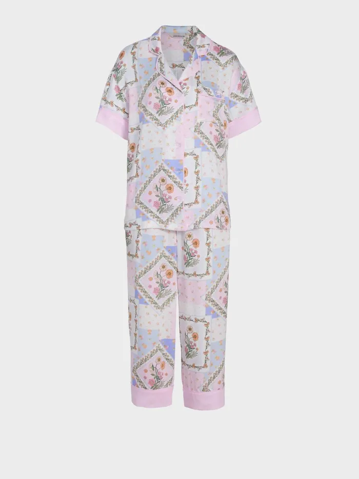 Women Floral Scarf Short Sleeve and 34 Pant Pj Set Multi Peter Alexander Sets and Onesies