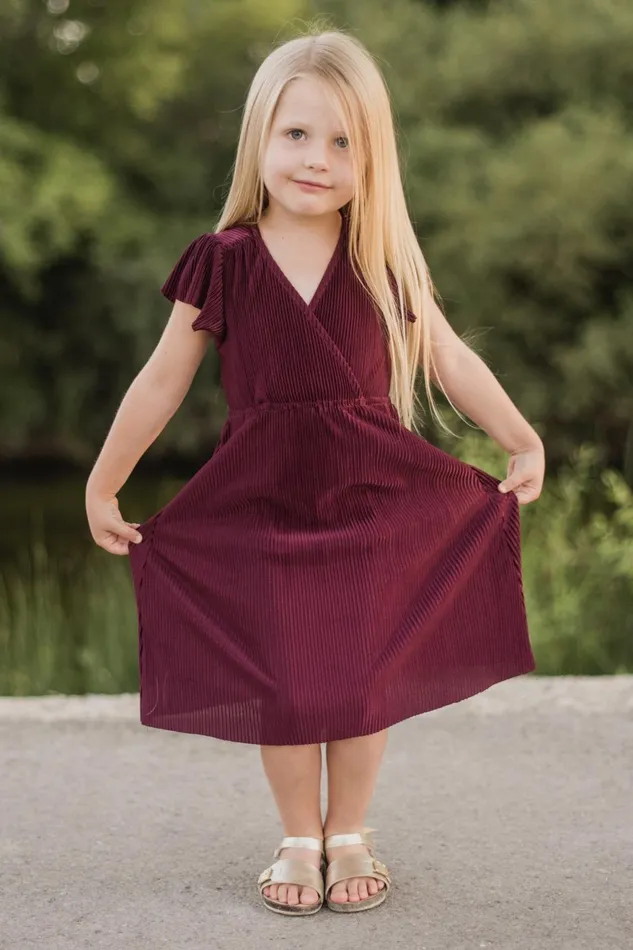 Women Flower Girl Baltic Born Toddler Athena Pleated Midi Dress Mulberry