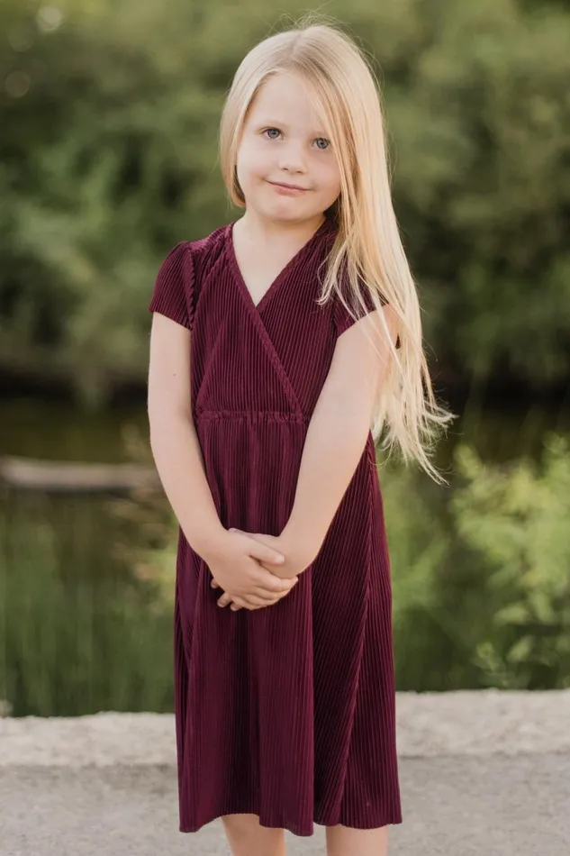 Women Flower Girl Baltic Born Toddler Athena Pleated Midi Dress Mulberry