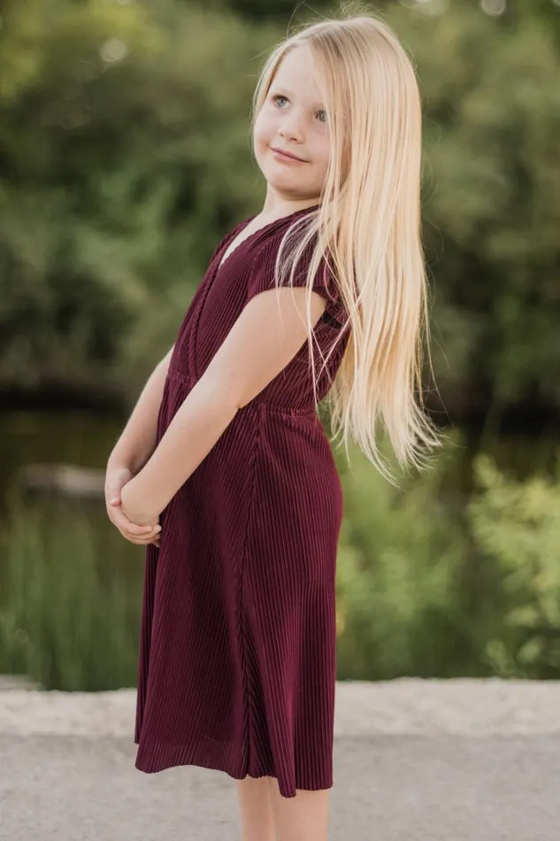 Women Flower Girl Baltic Born Toddler Athena Pleated Midi Dress Mulberry