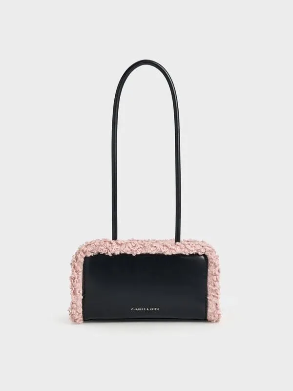 Women FurTrim ElongatedHandle Shoulder Bag 8211 Pink CHARLES and KEITH Shoulder Bags Women FurTrim ElongatedHandle Shoulder Bag 8211 Pink CHARLES and KEITH Shoulder Bags
