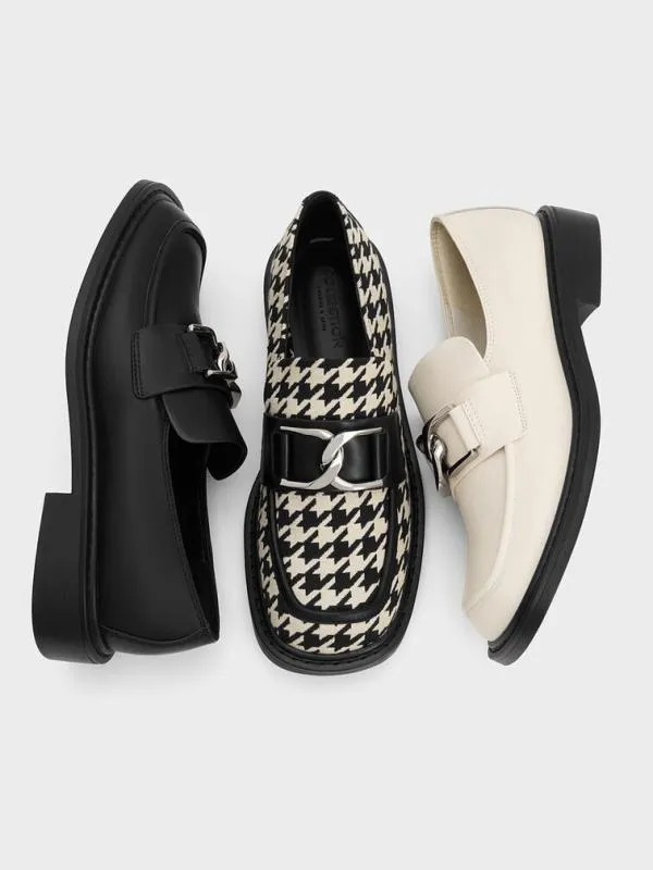 Women Gabine Leather Loafers 8211 Black CHARLES and KEITH Flats